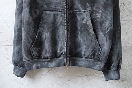 バレンシアガ Balenciaga 3B 刺繍マッドダイコーティング ウォッシュカラー ダメージジッパー フード付き スウェットシャツ