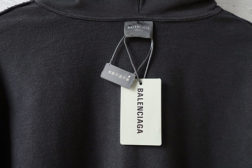 バレンシアガ Balenciaga 3B 刺繍マッドダイコーティング ウォッシュカラー ダメージジッパー フード付き スウェットシャツ