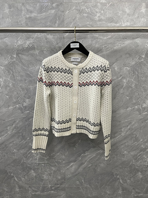 トムブラウン 新作フェアアイルクルーネックニットカーディガン