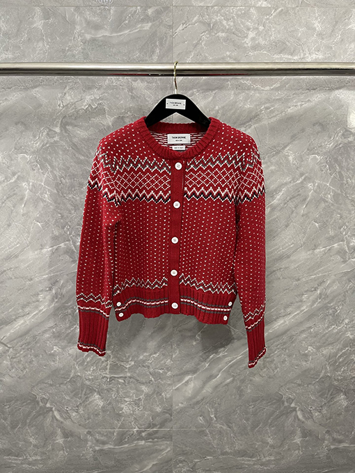トムブラウン 新作フェアアイルクルーネックニットカーディガン