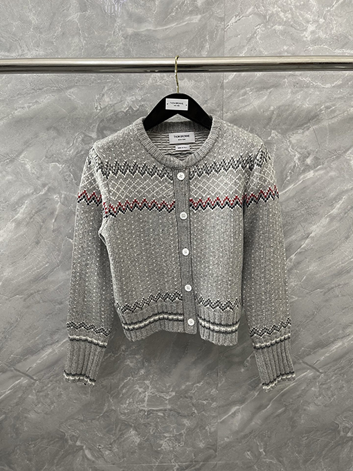 トムブラウン 新作フェアアイルクルーネックニットカーディガン
