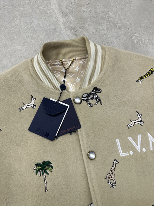 ルイヴィトン 動物の刺繍のベースボールジャケット