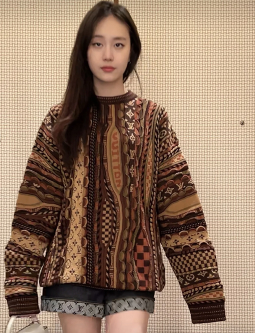 ルイヴィトン Nigo 花柄ジャカードパーフォレーションクルーネックセーター