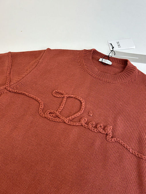 ディオールスーパーコピー 麻縄の刺繍リブクルーネックニットセーター