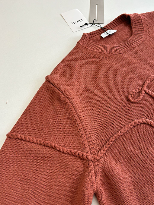 ディオールスーパーコピー 麻縄の刺繍リブクルーネックニットセーター