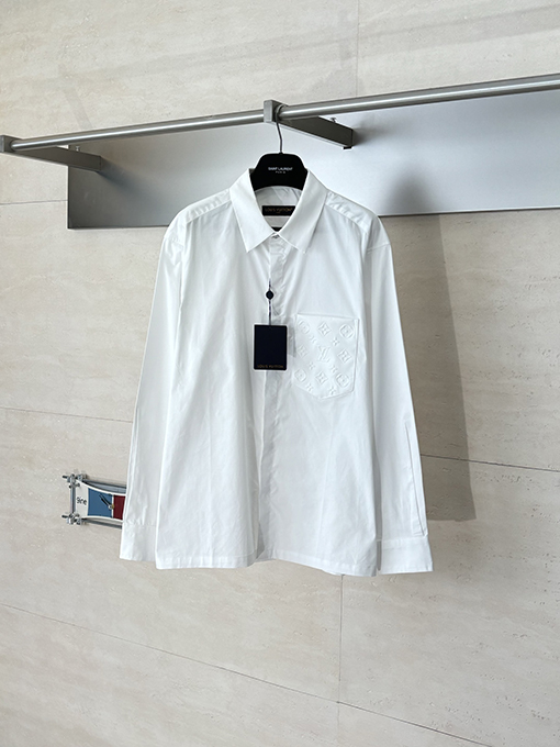 ルイヴィトン Monogram エンボスポケットカラー長袖シャツ