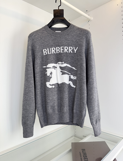 バーバリー Burberry クラシックロゴ ウォーホース インターシャ クルーネック ニット ウール セーター