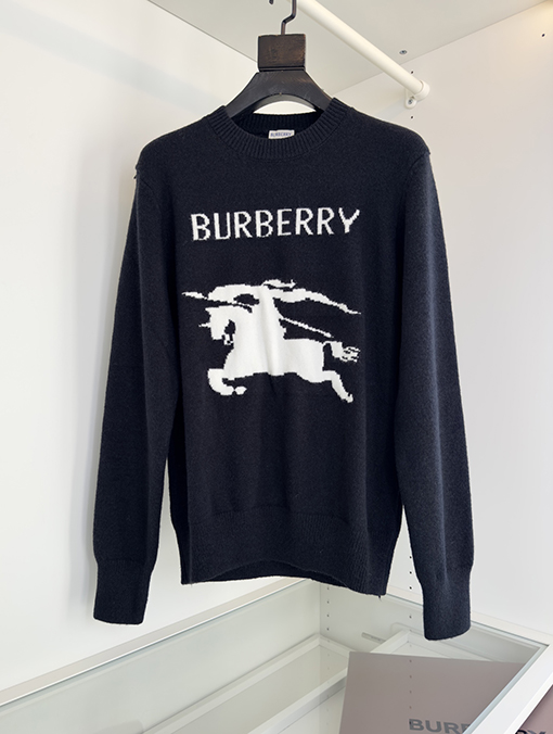 バーバリー Burberry クラシックロゴ ウォーホース インターシャ クルーネック ニット ウール セーター