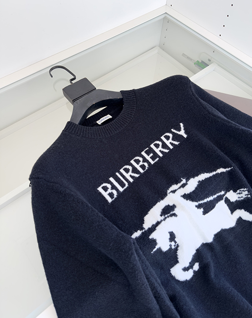 バーバリー Burberry クラシックロゴ ウォーホース インターシャ クルーネック ニット ウール セーター