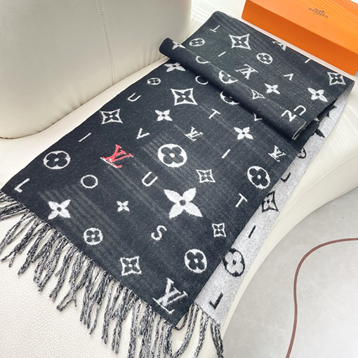 ルイヴィトン Monogram 花柄と LV モノグラムのカシミアスカーフ