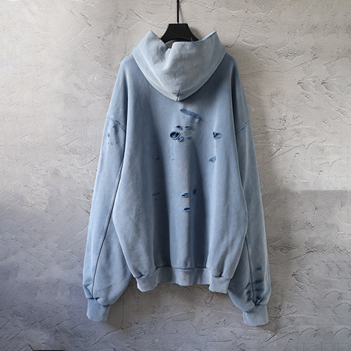 バレンシアガ Balenciaga 3Bプリント ウォッシュダメージフード付きスウェットシャツ