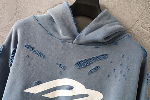 バレンシアガ Balenciaga 3Bプリント ウォッシュダメージフード付きスウェットシャツ