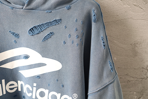 バレンシアガ Balenciaga 3Bプリント ウォッシュダメージフード付きスウェットシャツ