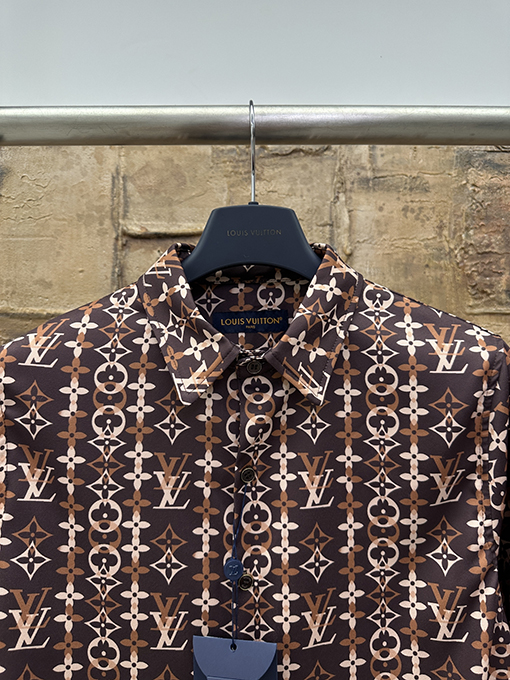 ルイヴィトンコピー ポプリンプリント長袖シャツ