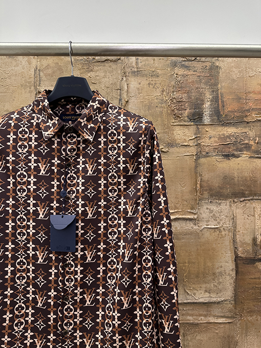 ルイヴィトンコピー ポプリンプリント長袖シャツ