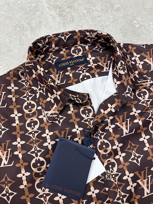 ルイヴィトンコピー ポプリンプリント長袖シャツ