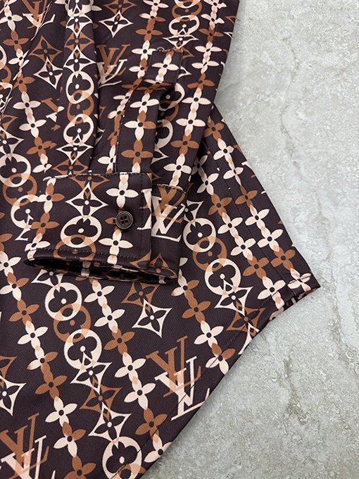 ルイヴィトンコピー ポプリンプリント長袖シャツ