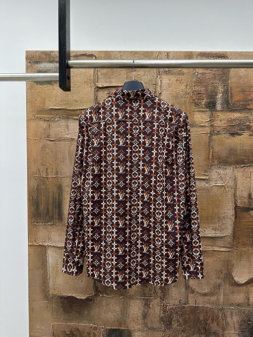 ルイヴィトンコピー ポプリンプリント長袖シャツ