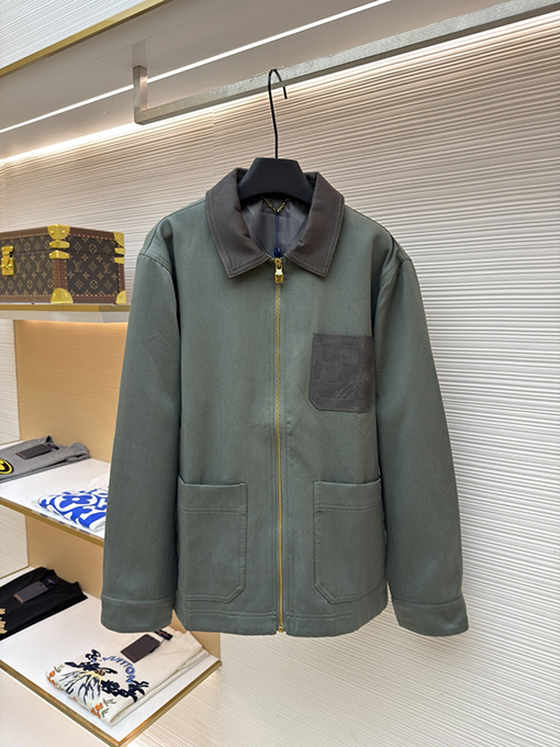 ルイヴィトン チェック柄ポケットジップアップジャケット