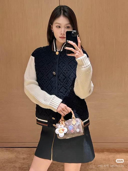 ルイヴィトン SKI スキーをテーマにしたカラーブロックストライプのベースボールジャケット