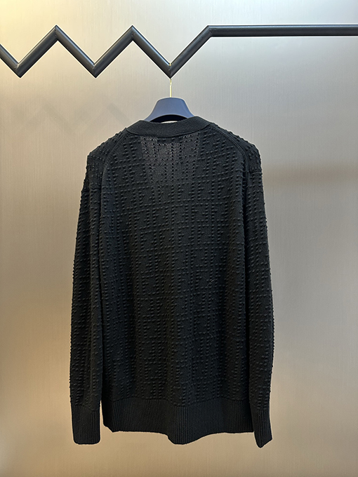 フェンディ バレーウェーブ ジャカード Vネック カーディガンセーター