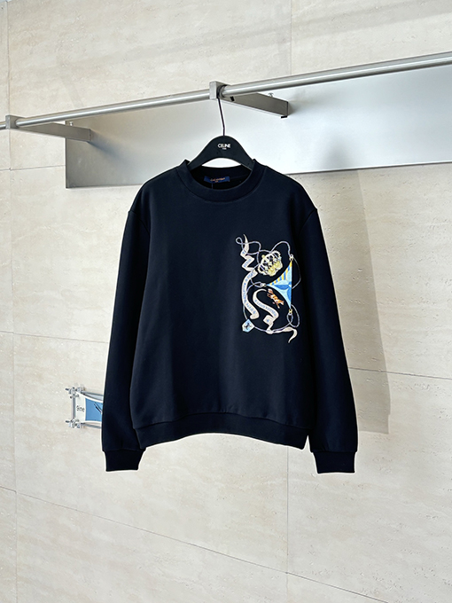 ルイヴィトンスーパーコピー クラウン刺繍クルーネックスウェットシャツ