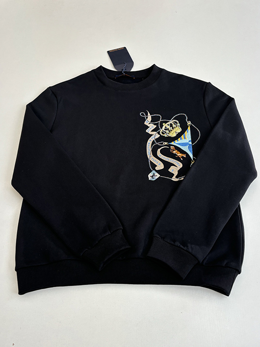 ルイヴィトンスーパーコピー クラウン刺繍クルーネックスウェットシャツ