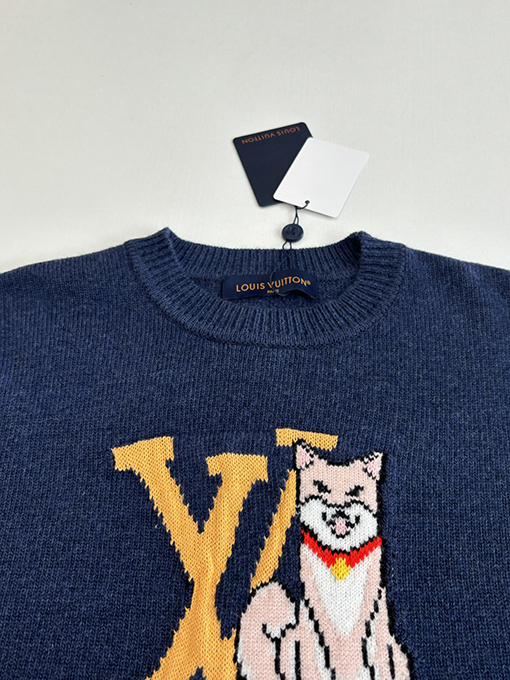 ルイヴィトン LV カプセルコレクション インターシャ パピー柄 ウールニットセーター