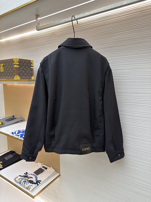 ロエベ LOEWE 刺繍レザーベルトラペルジャケット