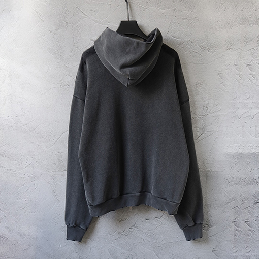 バレンシアガ ウィートイヤーダブルオリーブブランチ刺繍ダメージウォッシュコットンジッパー フード付きスウェットシャツ