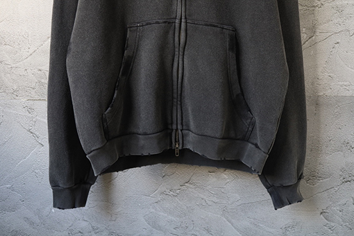 バレンシアガ ウィートイヤーダブルオリーブブランチ刺繍ダメージウォッシュコットンジッパー フード付きスウェットシャツ