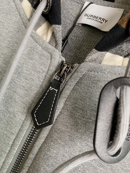 バーバリースーパーコピー チェック柄コットンブレンドジップアップパーカー