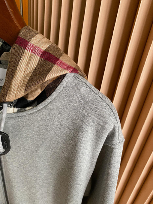 バーバリースーパーコピー チェック柄コットンブレンドジップアップパーカー