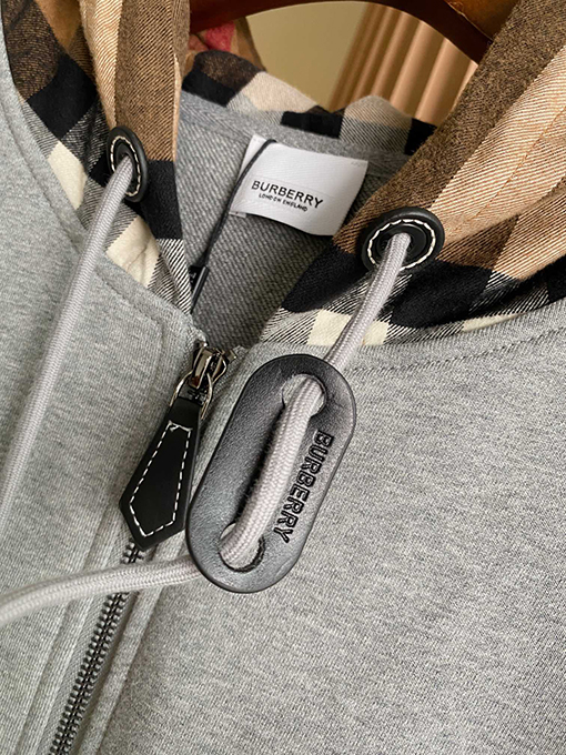 バーバリースーパーコピー チェック柄コットンブレンドジップアップパーカー