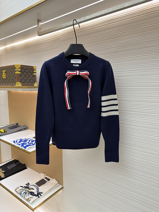 トムブラウン レディースオールウールのボウクルーネックセーター