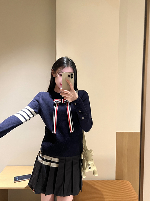 トムブラウン レディースオールウールのボウクルーネックセーター