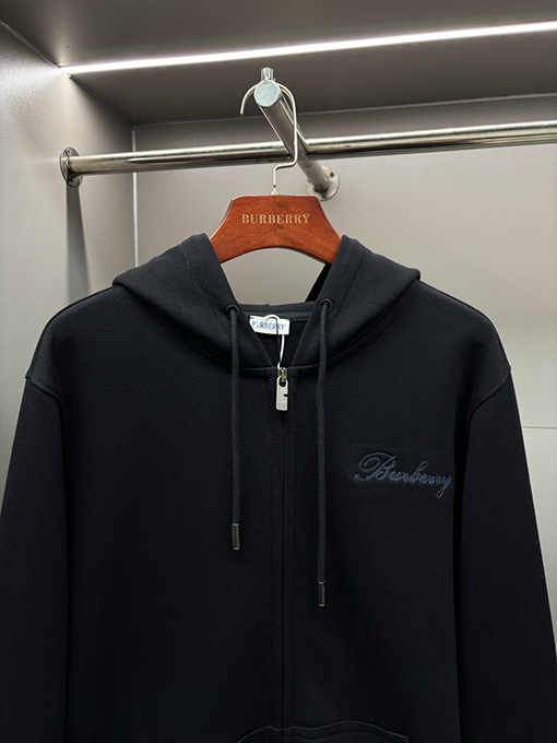 バーバリーコピー チェック柄の筆記ロゴをあしらったコットンジップアップパーカー