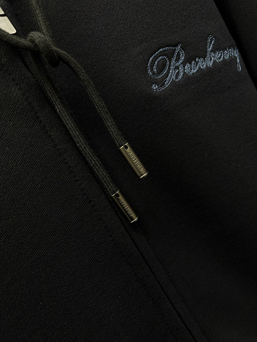 バーバリーコピー チェック柄の筆記ロゴをあしらったコットンジップアップパーカー