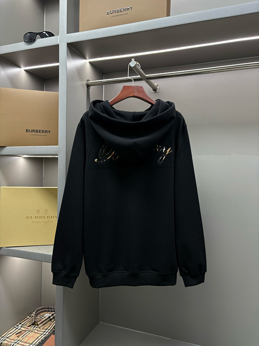 バーバリーコピー チェック柄の筆記ロゴをあしらったコットンジップアップパーカー