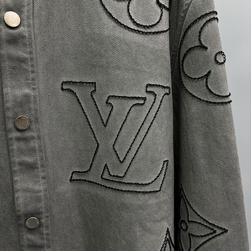 ルイヴィトンコピー LV 刺繍入りデニム長袖シャツ