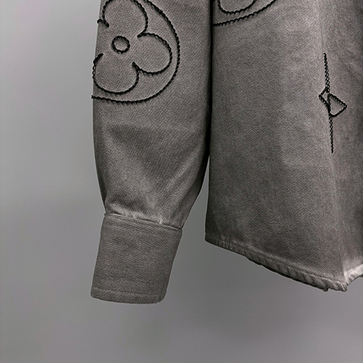 ルイヴィトンコピー LV 刺繍入りデニム長袖シャツ