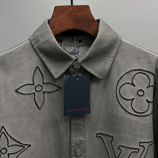 ルイヴィトンコピー LV 刺繍入りデニム長袖シャツ