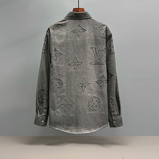 ルイヴィトンコピー LV 刺繍入りデニム長袖シャツ
