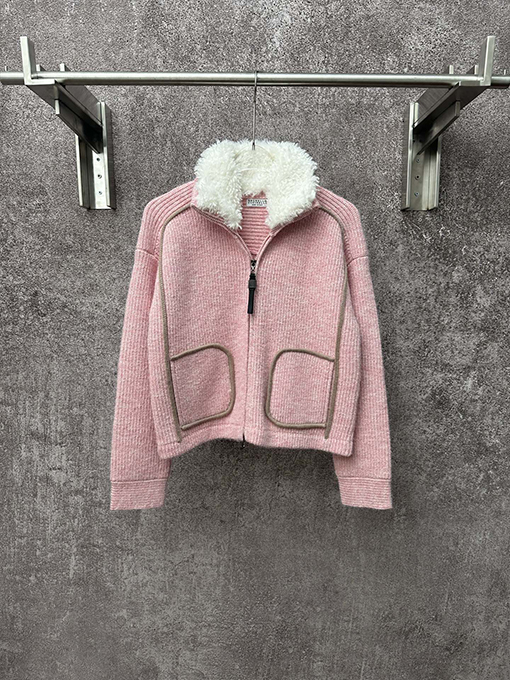 シャネル レディースピンクのカシミア混ニットカーディガン