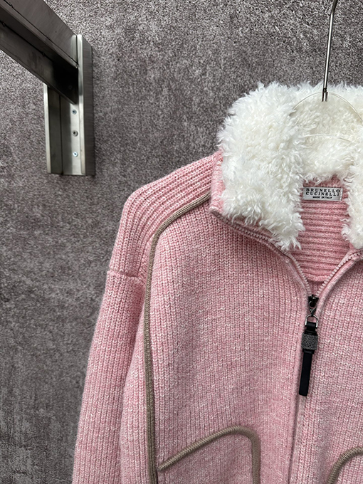 シャネル レディースピンクのカシミア混ニットカーディガン