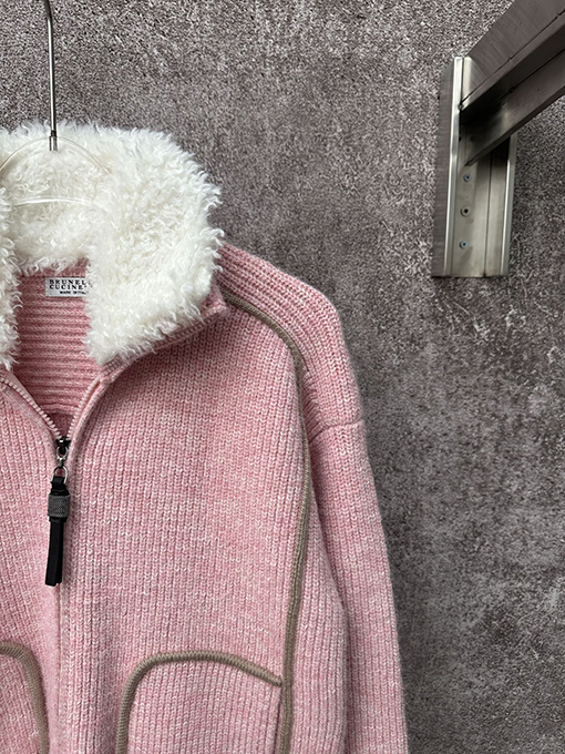 シャネル レディースピンクのカシミア混ニットカーディガン