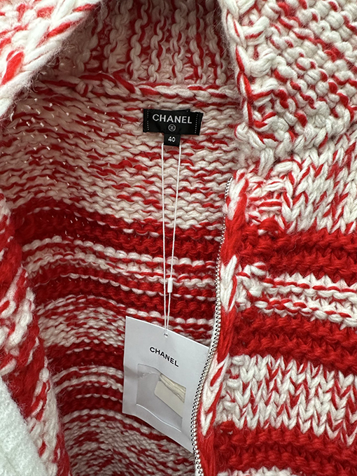 シャネル レトロスタイルの々しいストライプカラーブロックニットカーディガン