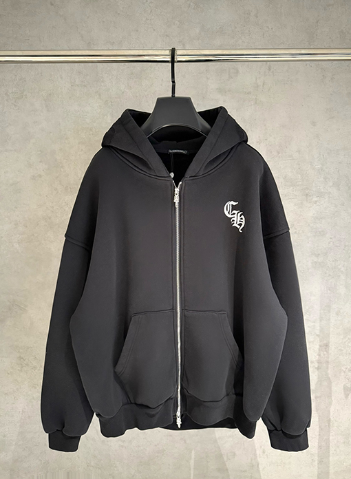 クロムハーツスーパーコピー フリース裏地のジップアップスウェットシャツジャケット