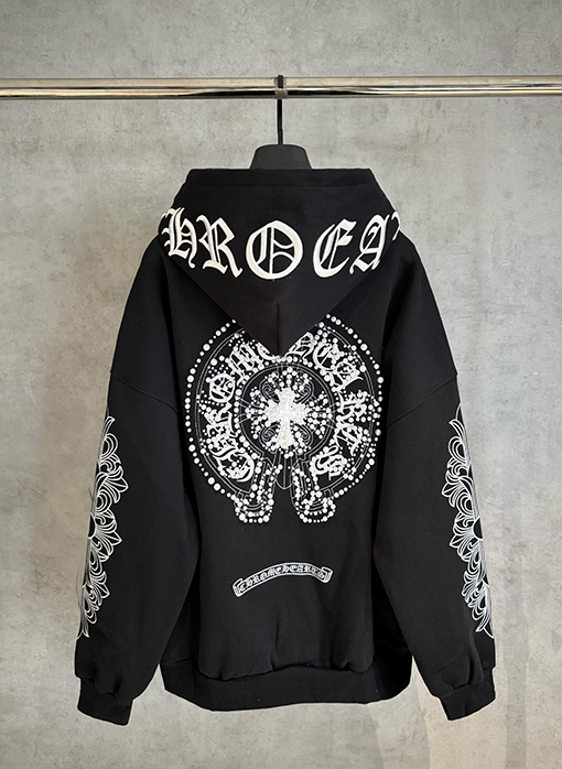 クロムハーツ 新作のクラシックフリース裏地付きジップアップスウェットシャツジャケット