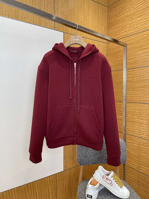 グッチ GUCCI 刺繍入りフード付きジップアップスウェットシャツジャケット
